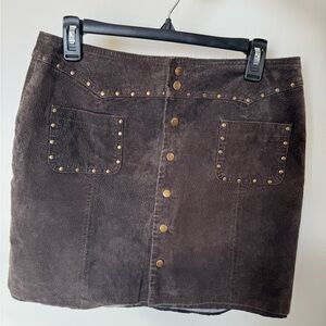 Vintage Route 66 studded brown genuine suede Skirt